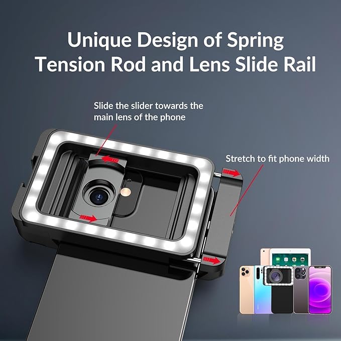 MIAO LAB 15X Phone Macro Lens with LED Fill Light, 15X Macro Lens + 17mm Thread Lens Adapter for iPhone 15/15Pro/15Pro Max, Samsung, Android Phone (Fits for Almost Phone)