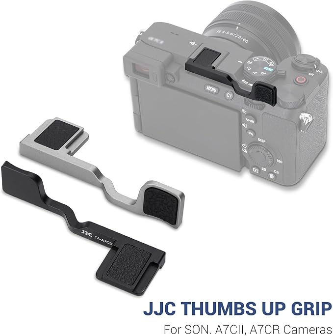 A7CII A7CR Thumb Grip, Aluminum Alloy Metal Thumb Up Grip for Sony A7C II A7C R A7C2 with Hot Shoe Cover Protector Thumb Rest Support Holder, Not Affect The Use of Alpha 7CII Alpha 7CR Buttons -Silver