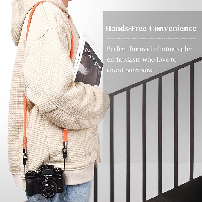 VOVMOEYA Camera Strap Rope,Camera Neck Strap Shoulder Strap for Fujifilm X100VI X100V XS20 XT5 for A6000 A6100 A6400 A6700 A7IV for Canon EOS R6 R10 for Nikon Zf Z5 Z30 - Orange