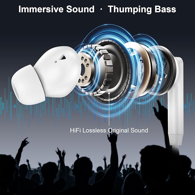USB C Headphones for iPhone16/15, iPhone Wired Earbuds with Microphone Noise Cancelling Usbc Wired Earphones for Samsung Galaxy A17 iPhone 17Pro Max iPad Pro Wired Ear Buds TypeC Plug, White