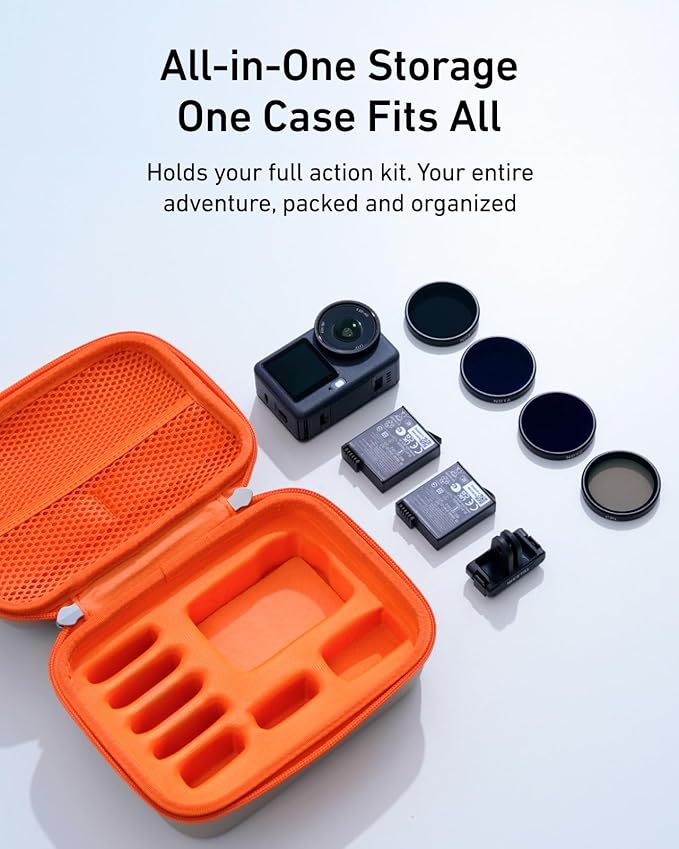 TELESIN DisAdv Carrying Case for DJI Osmo Action 6 and Official Accessories, Waterproof Hard Carrying Bag for Camera Batteries Filter Mount, DJI Osmo Case Hard Shell Action Camera Bag, Grey