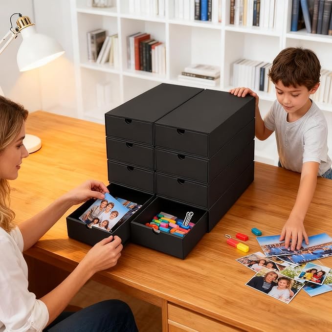 AOBOPLE 8 Pack Photo Storage Box,6" x 11.8" x 2.36" Multipurpose Storage Box to Store Photos,Index Cards,Postcards,Greeting Cards,6" x 6" Paper,Trading Cards,Keepsakes,Craft supplies,Documents