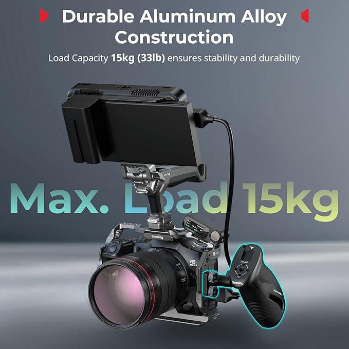 SMALLRIG Push-Button Rotating Side Handle with NATO Clamp, for Left and Right Hand, 360° Rotatable Side Handle with Anti-Slip Silicone, Max. Load 15Kg
