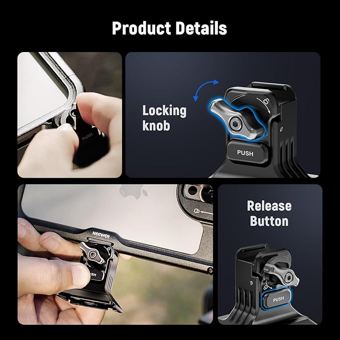 NEEWER Phone Tripod Mount with Arca Type Base, 1/4" Threads, Quick Release Clamp Compatible with iPhone 16 Pro Max S25 Ultra Phone Cage DJI RS4 Mini RS4 RS3 Pro RS2 RSC2, PA124