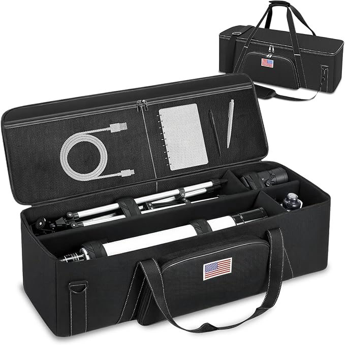 40.8" Astronomical Telescope Case, Large Telescope Travel Bag Soft Padded Telescope Accessories Carrying Case with Telescope, Tripods, Light Stands, Telescopes Tube, Camera, Studio Equipment
