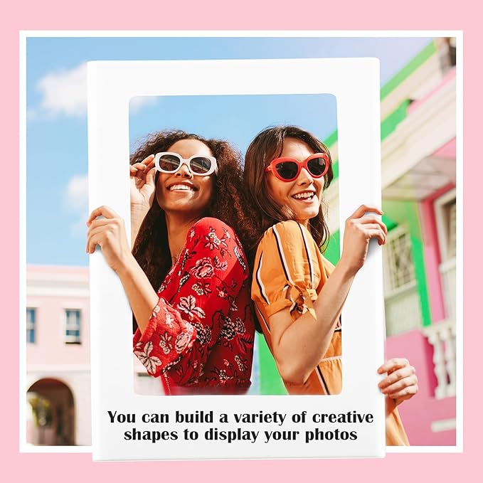 Epakh 14 Packs Magnetic Photo Picture Frame Cute Mini Table Photo Frame Holder 3 Inches Plastic Colorful Picture Display for Fridge Office (Multicolor)