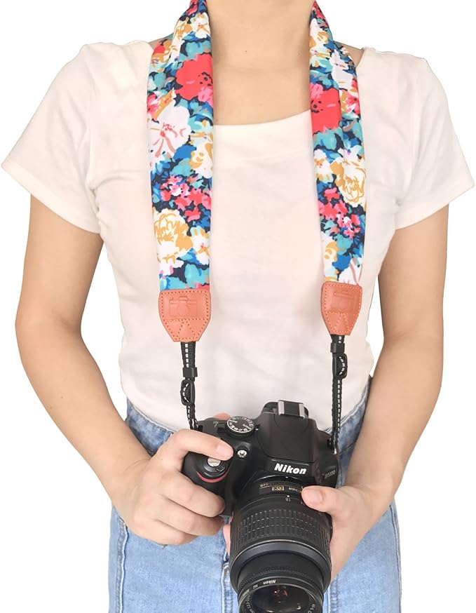 Alled Camera Neck Shoulder Belt Strap, Chevron Scarf Vintage Print Soft Coloful Camera Straps for Women/Men for DSLR/SLR/Nikon/Canon/Sony/Olympus/Samsung/Pentax ETC
