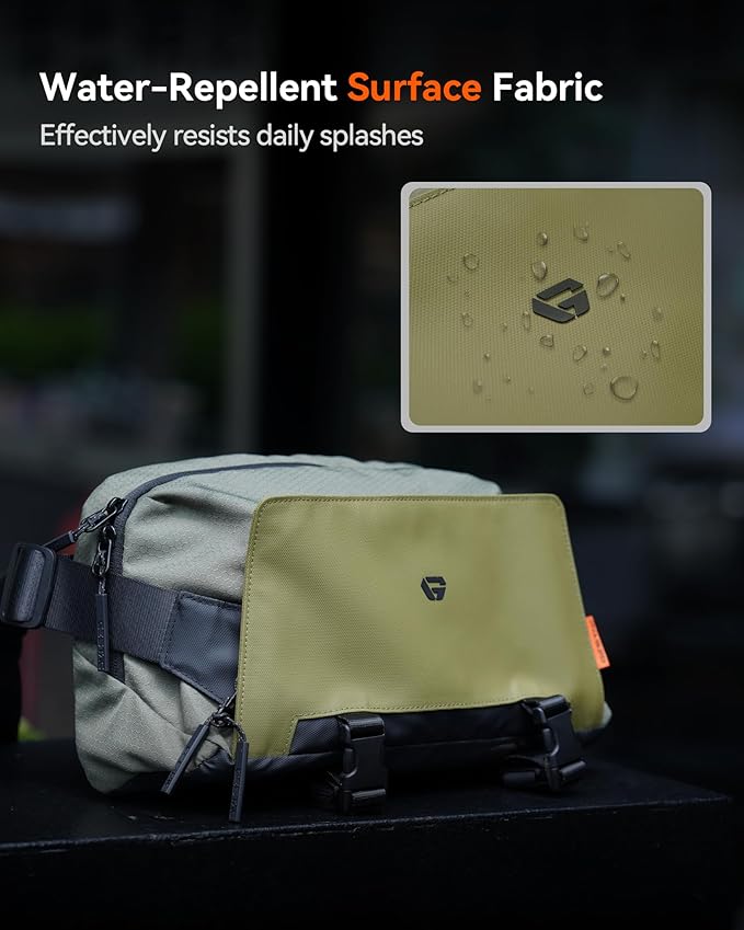 Camera Sling Bag, Everyday Shoulder Bag, Multifunction Portable Travel Bag with Tripod Holder, for Lightweight DSLR/SLR/Mirrorless Small Camera & Gaming Gear - Olive Green