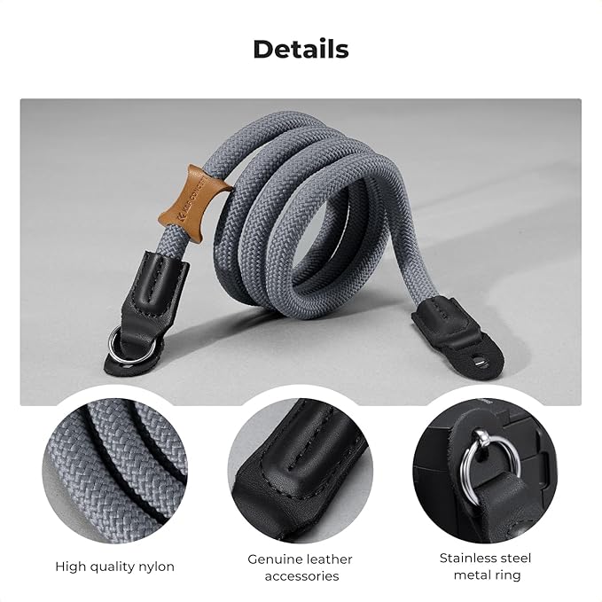 K&F CONCEPT Camera Neck Strap,100cm Nylon Rope Camera Shoulder Strap with O-ring for DSLR Camera