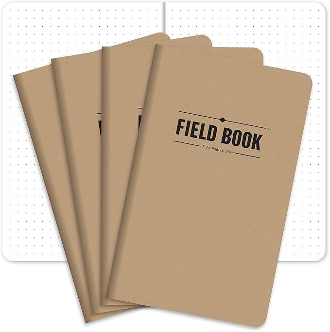Elan Publishing Company Field Notebook/Journal - 5"x8" - Kraft - Dot Graph Memo Book - Pack of 4