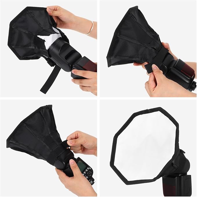 2 Pack Flash Diffuser Light Softbox - 8" Octagon and 8"x6" Rectangle Flash Softbox Universal with Storage Pouch Compatible - Speedlight Softbox-Diffuser Kit