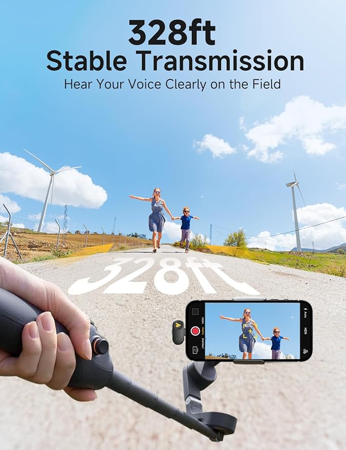 MAONO WAVE T1 Mini Wireless Lavalier Microphone for iPhone Android Tablet PC with Noise Cancellation, AI Voice Filter, 30H Used with Charging Case, USB-C/Lightning Plug for Video Recording Vlog TikTok