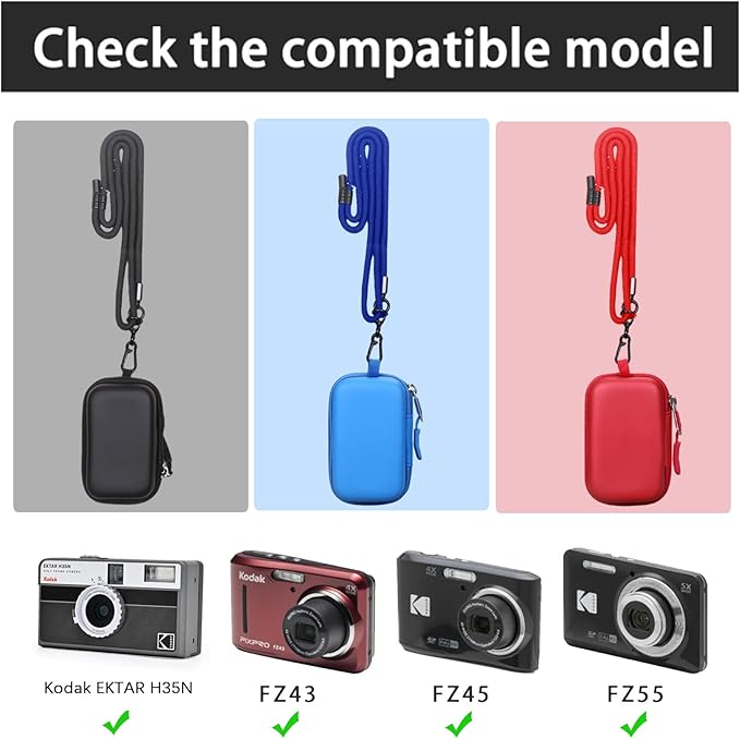 Tourmate Hard Storage Case for Digital KODAK PIXPRO FZ55/ FZ45/ FZ43/ FZ53 Camera,Travel Case for KODAK EKTAR H35N/H35(Only Box) (PU, Black)