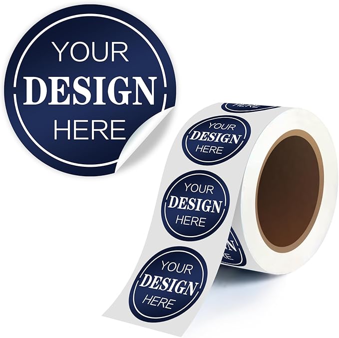 1-2500 Custom Sticker roll, 1"-10" inch Personalized Waterproof Vinyl Labels, Corporate Business Stickers, Design Any Logo Image Photo Text Name Address QR Code