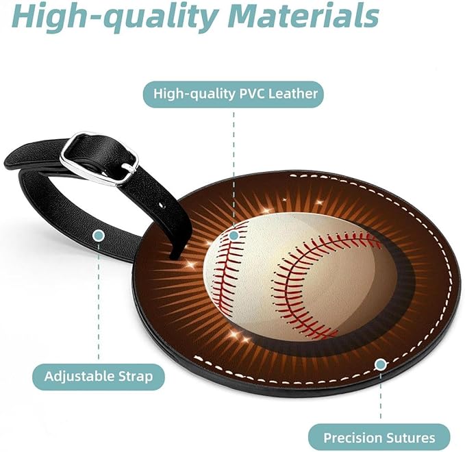 Baseball Ball Background Luggage Tag for Suitcase Women Kids