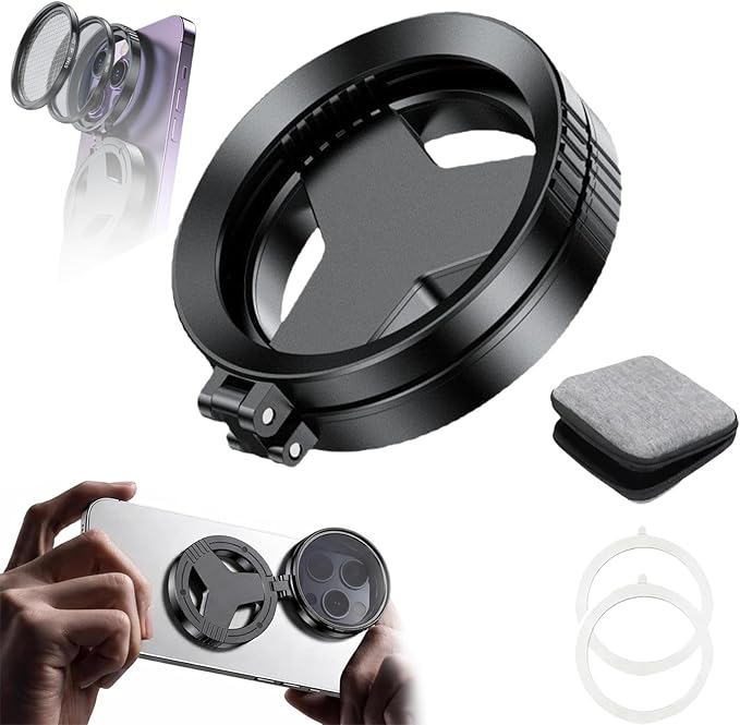 Anti-Glare Magnetic Phone Filter,2"/52mm Cpl Anti-Reflection Polarizing Filter,Quick Mount,Foldable Portable Polarizing Lens Attachment,Anti-Glare, Reduces Reflections Enhances Colors (1Pcs)