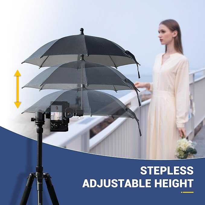3 Level Height Adjustable Camera Hot Shoe Umbrella, Upgrade Rain Umbrella with Cold Shoe Mount, Rain Cover Protector Sunshade for Canon Sony Nikon Fuji DSLR & Mirrorless Camera