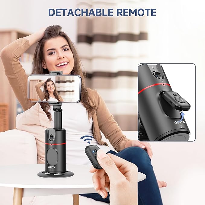 Auto Face Tracking Tripod, No App, Smart Shooting Phone Holder with Remote, 360° Rotation Body Phone Camera Mount with Phone Holder Body Smart Tracking Tripod for Vlog/TIK Tok
