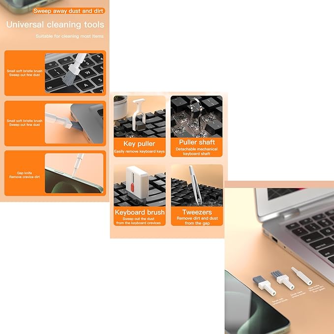 Multifunctional Cleaning Brush Kit, All-in-One Laptop Cleaning Tool, 32-in-1 Portable Electronics Cleaning Brush Tool Kits for Computer Tablet PC Camera Cellphone Earbuds