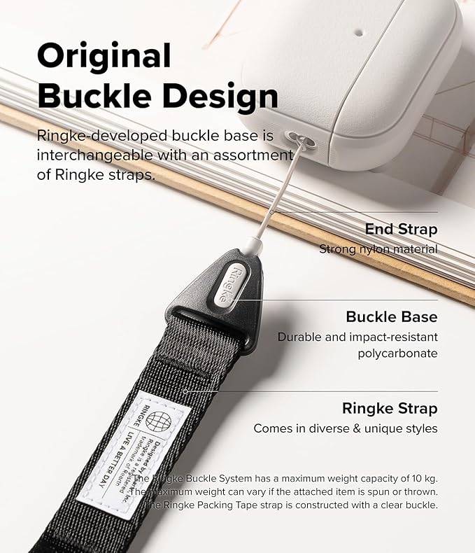 Ringke Lanyard Strap [One-Touch Buckle] Designed for Camera Strap and Phone Strap, Adjustable Sturdy Universal Neck Strap Compatible with Camera and Phone Case - Lettering Black 3