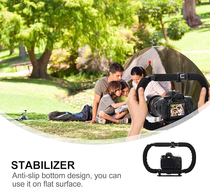 Camera Stabilizer Handheld Grip for DSLR and Smartphone, Dual-Sided Anti-Shake Rig, Professional Video Support Bracket for Vlogging and Filmmaking
