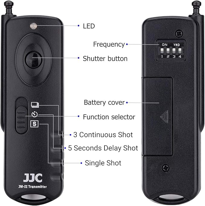 JJC Radio Wireless Remote Control Shutter Release for Canon EOS Rebel T7 T6 T5 EOS R50V R6 Mark III II R7 R8 R10 R100 RP R T8i T7i T6i T6s T5i T4i SL3 SL2 2000D 70D 77D 80D 90D M5 M6 Mark II & More