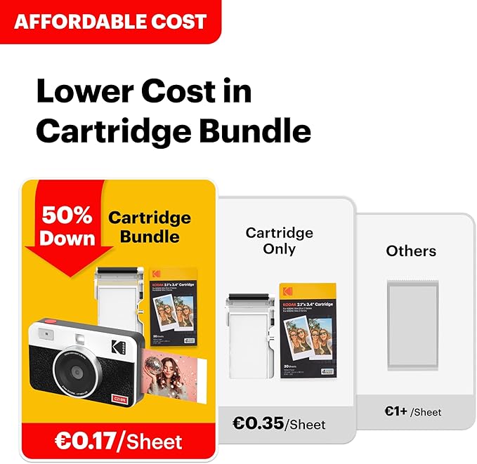 KODAK Mini Shot 2 Retro 4PASS 2-in-1 Instant Camera and Photo Printer (2.1x3.4 inches) + 8 Sheets, Yellow