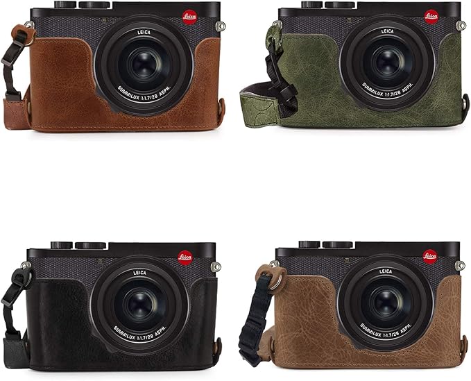 MegaGear MG1718 Ever Ready Genuine Leather Camera Half Case Compatible with Leica Q2 - Black