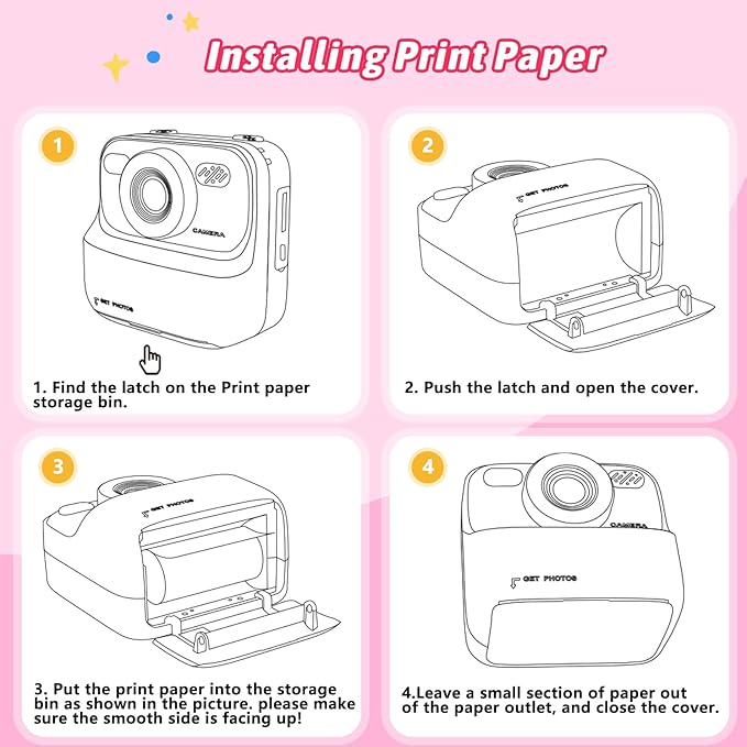 Kids Instant Digital Cameras for Boys and Girls, 1080P HD Dual-Lens Selfie Digital Camera with Print Paper & 32G Card, Christmas Birthday Gifts Toys for Toddler and Teenagers Age 3-16 Years Old