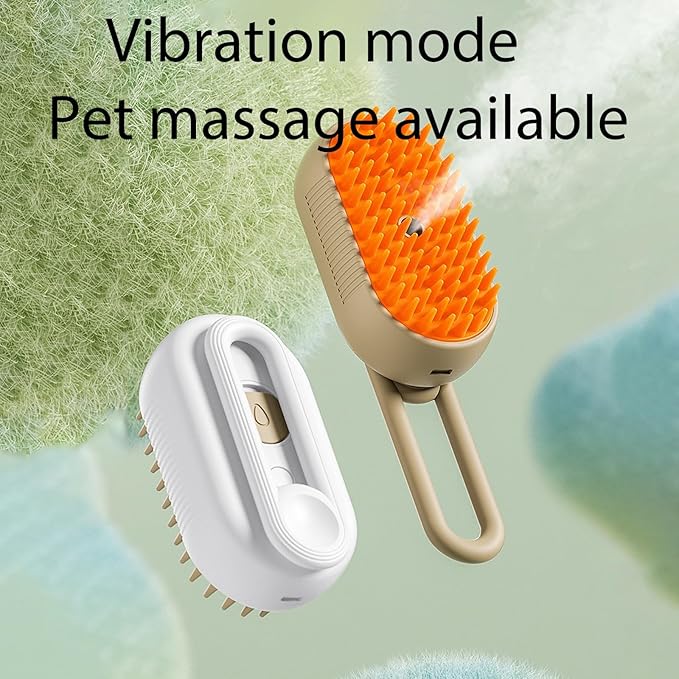 4 in 1 Cat Steam Brush for Shedding with Foldable Handle, Pet Hair Cleaning Brush Comb Anti-Static Pet Grooming Tool for Cats and Dogs Steam,Massage,Cleaning,Shedding & Combing (Brown)