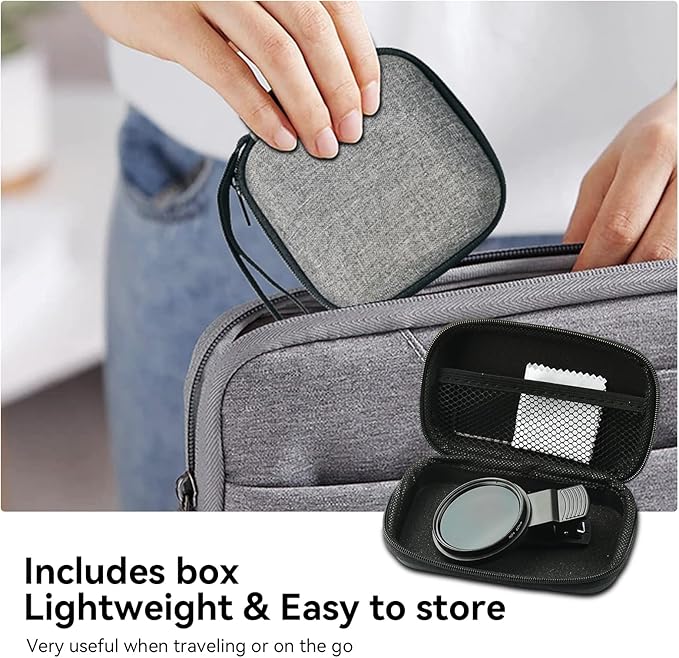 APEXEL CPL 52mm Circular Polarizer Polarizing Filter for iPhone/DSLR for iPhone Camera Lens 16 15 14 13 12 Pro Max Samsung Galaxy Huawei with Adapter Ring, Universal Clip
