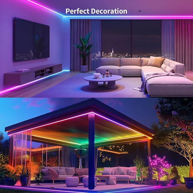COB RGB Smart IC Strip Lights 40FT UL-Listed 24V Color Flowing Strip Light Multicolor Flexible Tape Lights with APP Control Music Sync for Bedroom Gaming Party Home Decor 2×20FT Rolls