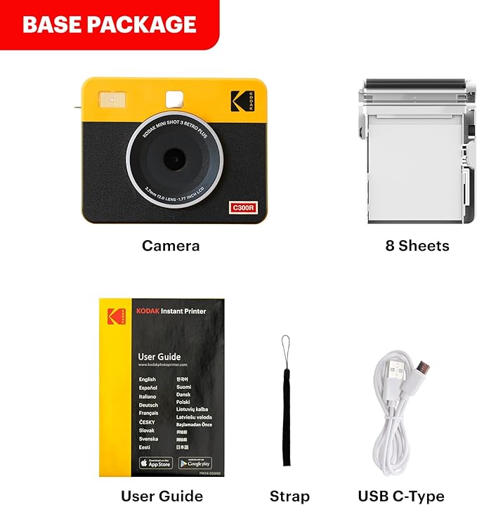 Kodak Mini Shot 3 Retro 4PASS 2-in-1 Instant Digital Camera and Photo Printer (3x3 inches)