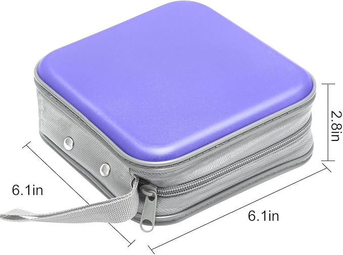 CD Case, 40 Capacity CD/DVD Case Holders Wallet Hard Plastic DVD Disc Cases Storage Binder for Car Home Office Travel (Lavender)