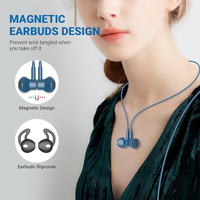 USB C Headphones for Samsung S26 S25 Ultra S24+ 23, Type C Earphones with Microphone Magnet HiFi Stereo Wired Earbuds for iPhone 17 Air 16 Pro Max 15/Galaxy A53 S21 S20 FE Flip 7 6 Fold/Pixel 10, Blue
