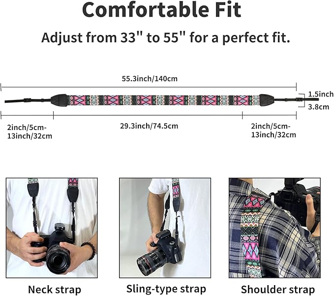1 X 70CM DSLR Camera Strap Neck Shoulder Strap Belt Color Pinstripe Suitable for CANON EOS Rebel T5i T4i T3i T3 T2i T1i XT XTi XSi SL1 DSLR Cameras