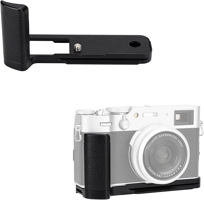 X100VI Metal Hand Grip, Secure Handle L Bracket for Fuji Fujifilm X100VI Camera,Anti-Slip Pads Design, Arca Swiss Quick Release Plate, Extra 1/4"-20 Tripod Hole & Hand Strap Hole, Black Color