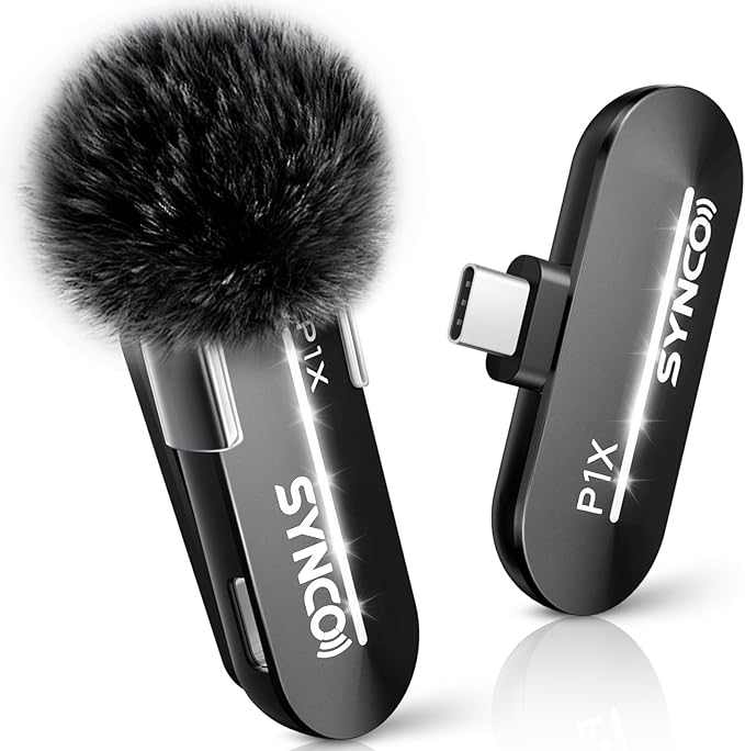 SYNCO Wireless Microphone for iPhone 15/16/17 & Android, 48kHz/24-bit, HiFi Sound Quality, P1XT Mini Microphone for Tiktok, YouTube, Streaming, Vlog Video Recording, USB-C Devices