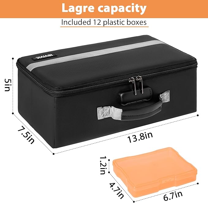 IBVIVIC Fire-resistant Photo Storage Box with 12 Inner 4" x 6" Photo Case(Multiple colors),Photo Box Organizer with Lock