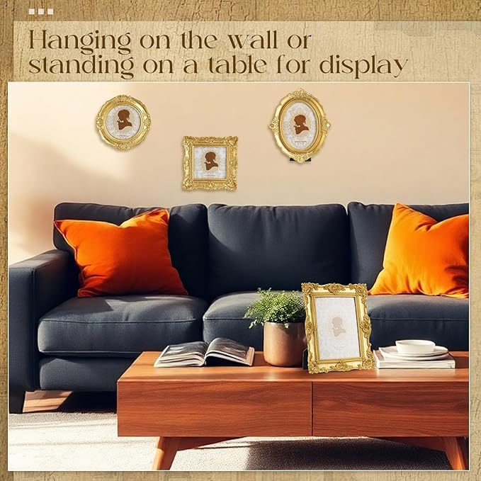 4 Pcs Vintage Picture Frames 5x7 4x6 4x4 inch Baroque Gold Resin Photo Frames with Glass Front Ornate Wall Hanging and Tabletop Display for Retro Home Decoration Wedding Gallery Hotel(Floral)