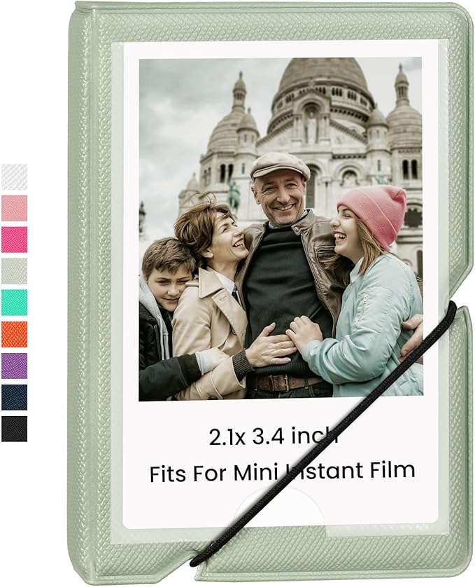 Lifting Mini Photo Album with 28 Pocket 2x3 Inch Pictures Fits for Fujifilm Instax Mini 7s 8 9 11 25 26 40 50s 90 Evo Z2300 Instant Camera, Polaroid Snap,Kpop Photocard Holder (Mint Green)