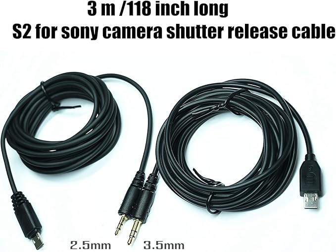 300cm Extension Cable vpr1 3.5mm-Multi Shutter Release Cable for Sony Cameras to Connect The Shutter Remote Control Wireless/Also Available for PocketWizard Plus III II MultiMAX (3.5-S2 118in/3m)