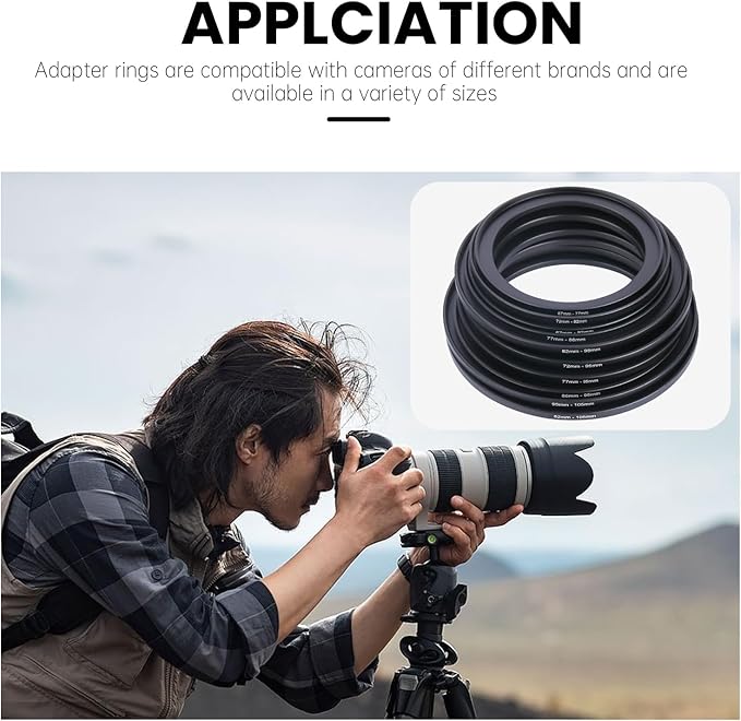 Metal Step Down Ring Filter Adapter - 77mm to 62mm - Metal Ring Step Down Rings Adapter Filter Compatible with All 62mm UV, CPL, ND, Lens Hood, Threaded Lens ect