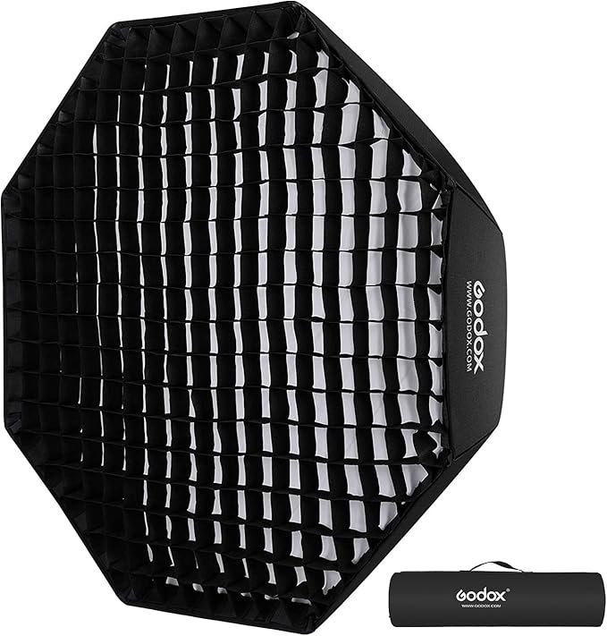 Godox FW 47inch/120cm Octagon Softbox Reflector with Honeycomb Grid and Bag for Speedlight Flash(Bowens Mount)