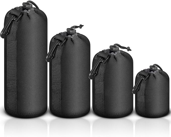 Selens 4 Pack Lens Cases with Thick Protective Neoprene Camera Lens Pouch Set for DSLR Camera Lens Sony Nikon Olympus Panasonic - Size: Small, Medium, Large and Extra Large Pouches