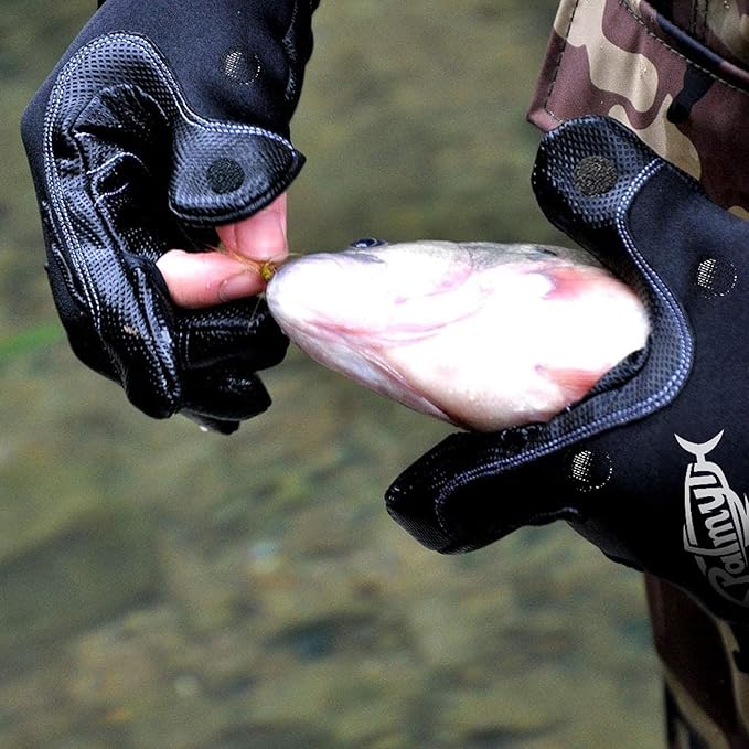 Palmyth Neoprene Fishing Gloves for Men and Women 3 Cut Fingers Flexible Great for Photography Fly Fishing Ice Fishing Running Touchscreen Texting Hiking Jogging Cycling Walking