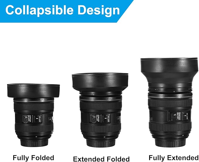PATIKIL 49mm Camera Lens Hood, Rubber Collapsible Lens Protector Anti-Reflection Blocks Excess Sunlight Enhance Camera Photography and Video for Nikon, for Fujifilm, for Pentax, for Leica