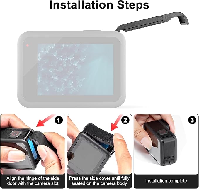 Replacement Battery Door Cover Compatible with GoPro Hero 13/12/11/10/9 Black Cameras, Dustproof Side Door Camera Accessories Repair Part