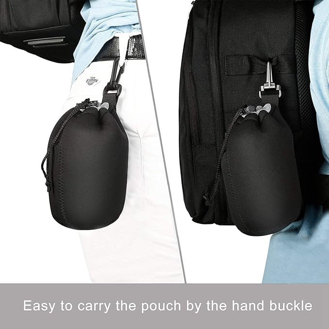 Selens Small Drawstring Lens Pouch Black Neoprene DSLR Camera Lens Bag Compatible with Sony Olympus Panasonic