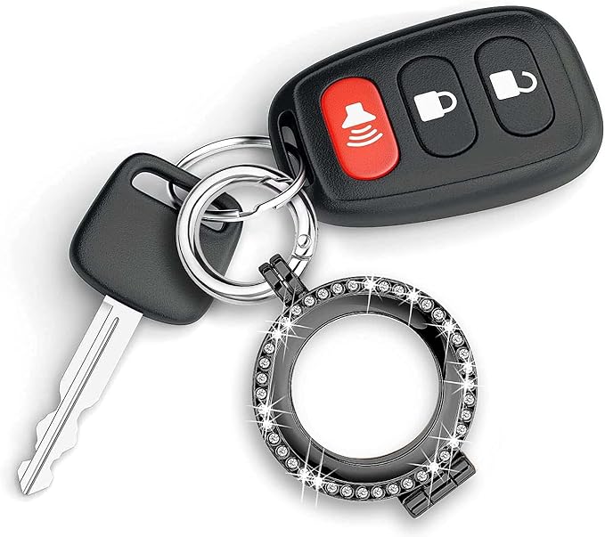 Airtag Holder,Metal Air Tag Case with Keychain,Rhinestone Bling AirTag Holders,Anti-Scratch Airtags Key Chain for Apple Air Tags (Black)